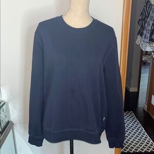 Eddie Bauer Blue Crewneck Sweater w/ Textured Knit size Large.  Fleece lined